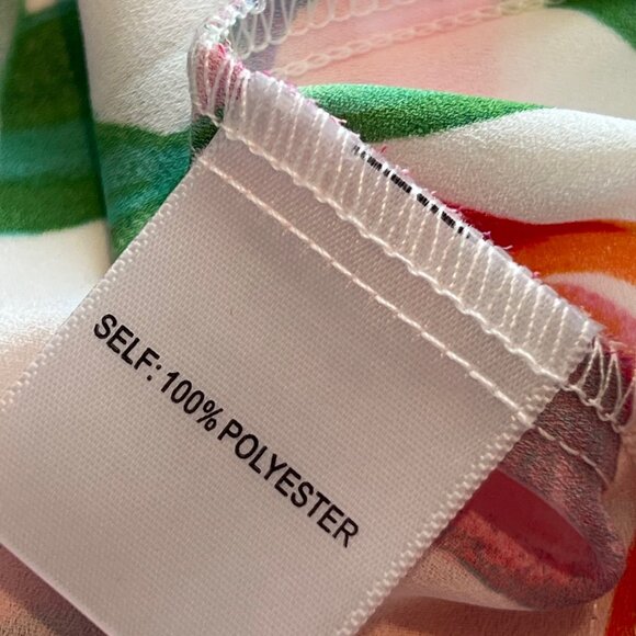 Rose + Olive Women’s 3X Multicolor Floral Print Flutter Sleeves Tassel Tie Neckl - Picture 8 of 8